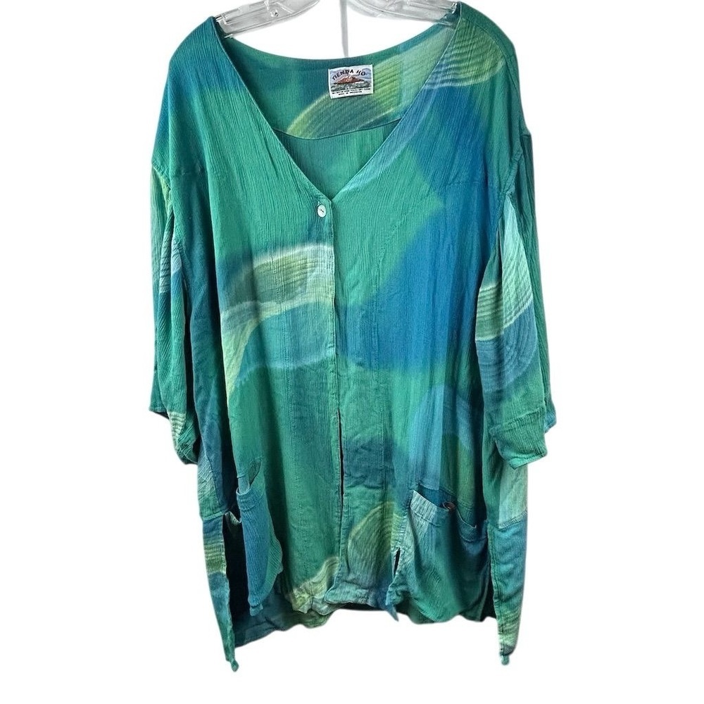 Tienda Ho Women's Asymmetric‎ open Blouse Multicolor Geometric Casual